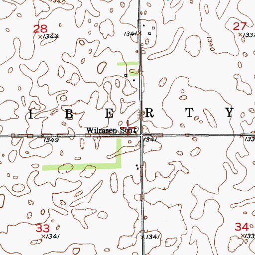 Topographic Map of Wilmsen School, SD