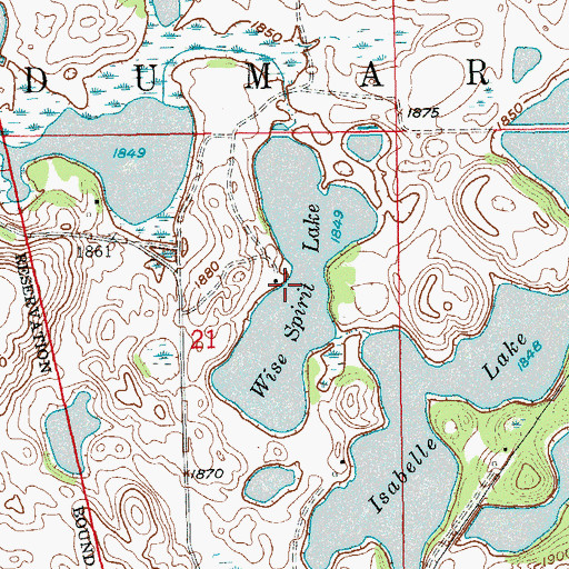 Topographic Map of Wise Spirit Lake, SD