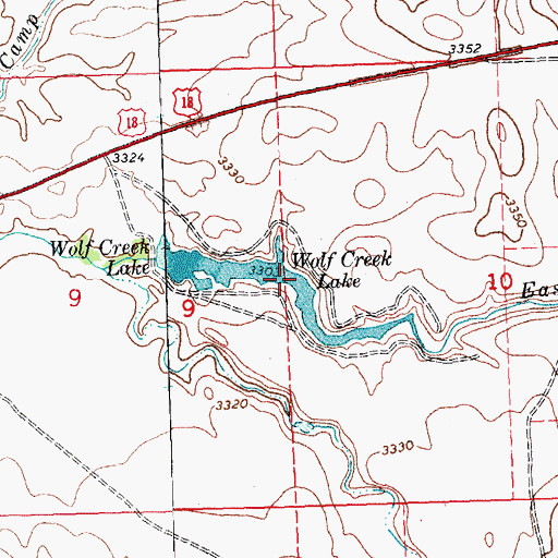 Topographic Map of Wolf Creek Lake, SD