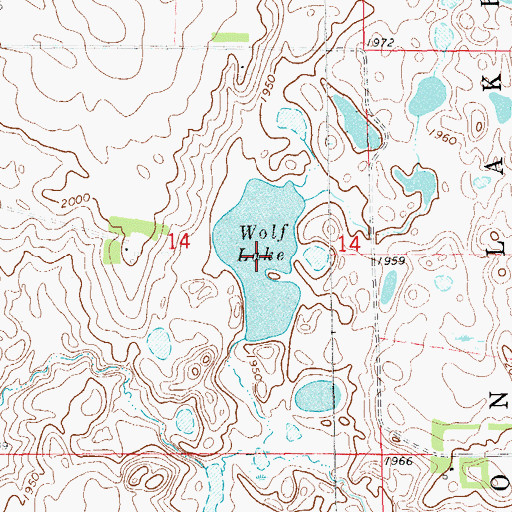 Topographic Map of Wolf Lake, SD