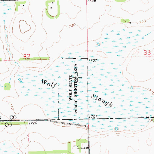 Topographic Map of Wolf State Public Shooting Area, SD