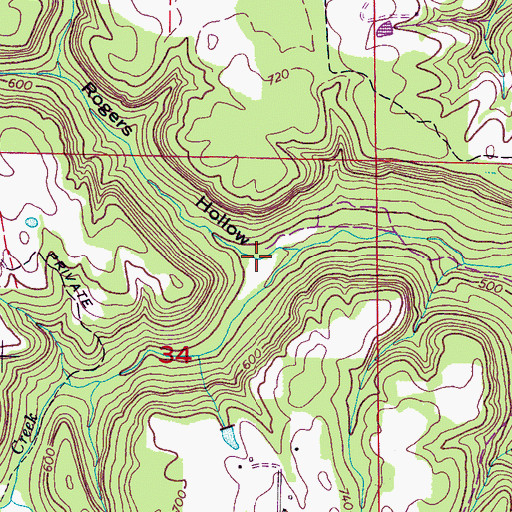 Topographic Map of Rogers Hollow, AL
