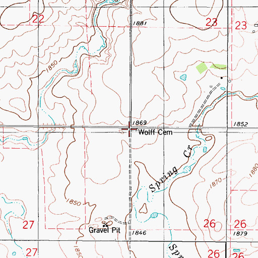 Topographic Map of Wolff Cemetery, SD