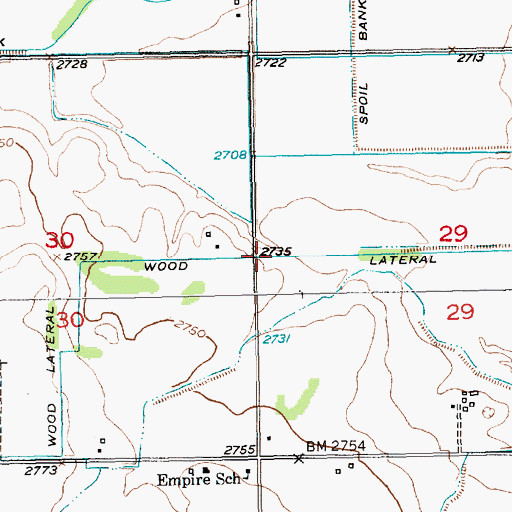 Topographic Map of Wood Lateral, SD