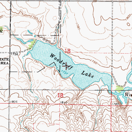 Topographic Map of Woodruff Lake, SD