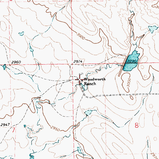 Topographic Map of Woodworth Ranch, SD