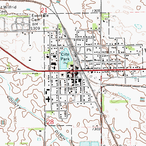 Topographic Map of Woonsocket, SD