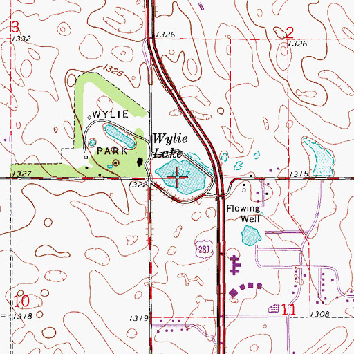 Topographic Map of Wylie Lake, SD