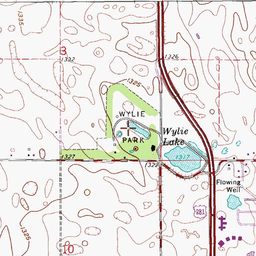 Topographic Map of Wylie Park, SD