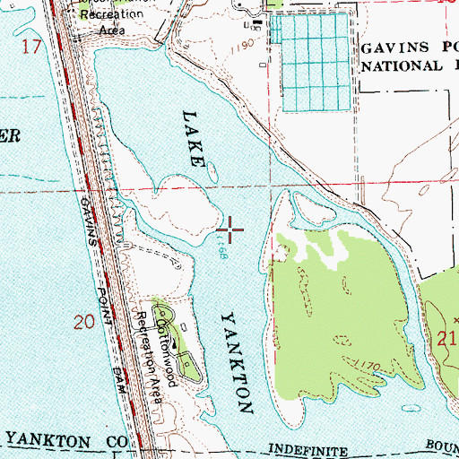 Topographic Map of Lake Yankton, SD