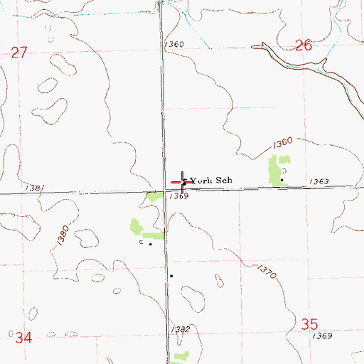Topographic Map of York School, SD