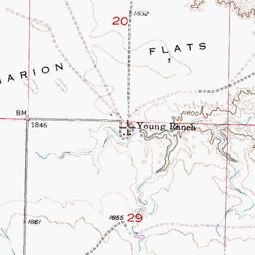 Topographic Map of Young Ranch, SD