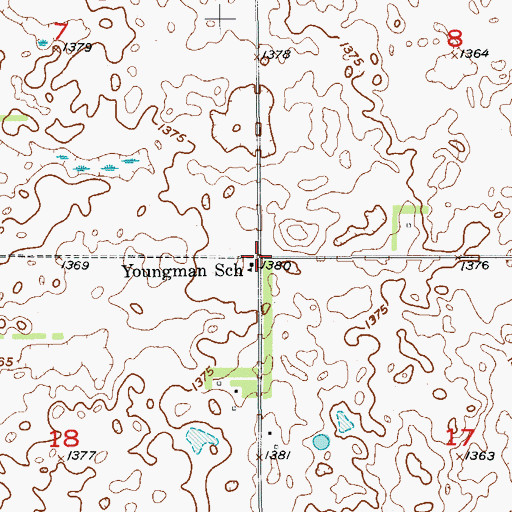 Topographic Map of Youngman School, SD