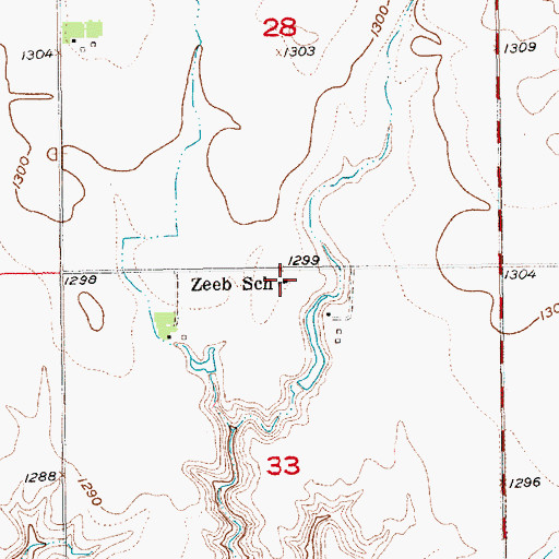 Topographic Map of Zeeb School, SD