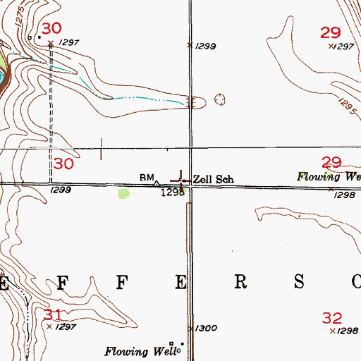 Topographic Map of Zell School, SD
