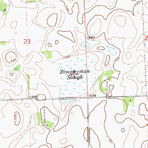 Topographic Map of Zimmerman Slough, SD