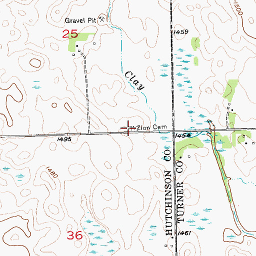 Topographic Map of Zion Cemetery, SD