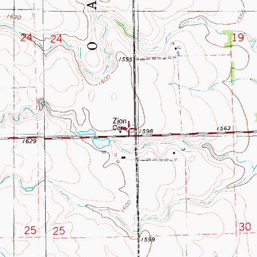 Topographic Map of Zion Lutheran Cemetery, SD