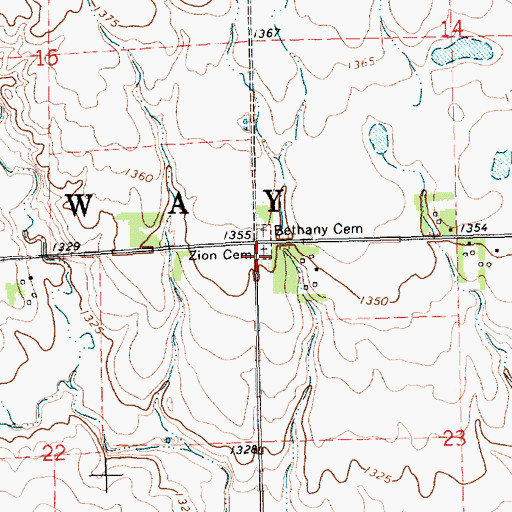 Topographic Map of Zion Cemetery, SD