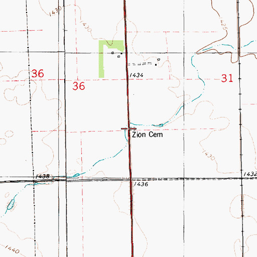 Topographic Map of Zion Cemetery, SD