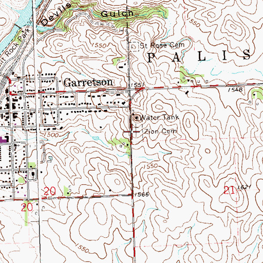 Topographic Map of Zion Lutheran Church Cemetery, SD