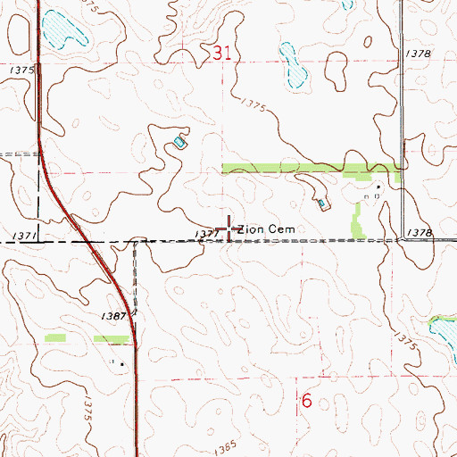 Topographic Map of Zion Cemetery, SD