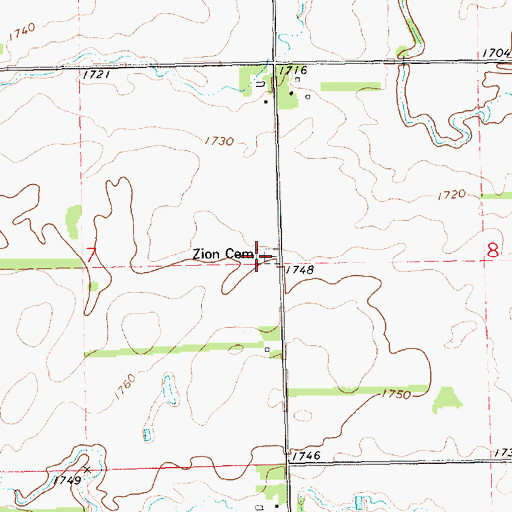 Topographic Map of Kellerton Zion Cemetery, SD