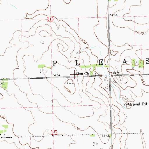 Topographic Map of Zion Church, SD