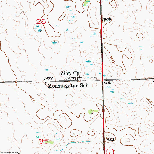 Topographic Map of Zion Church, SD