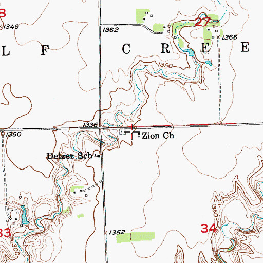 Topographic Map of Zion Church, SD