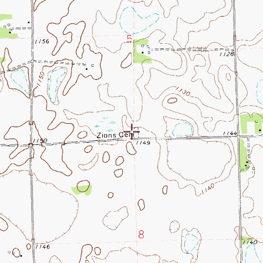 Topographic Map of Zions Cemetery, SD