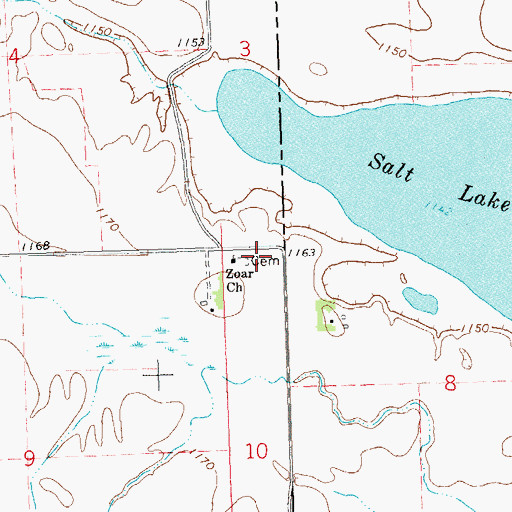 Topographic Map of Zoar Church, SD