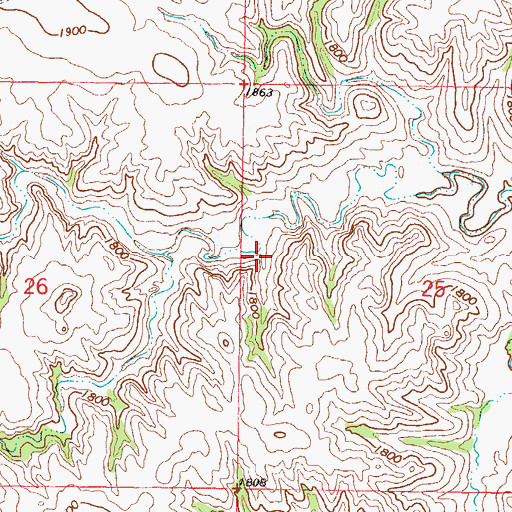 Topographic Map of Fred Hertel Dam, SD