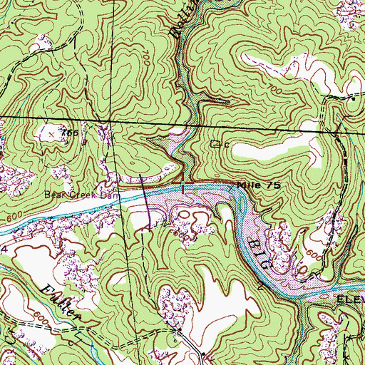 Topographic Map of Rollins Mill Branch, AL