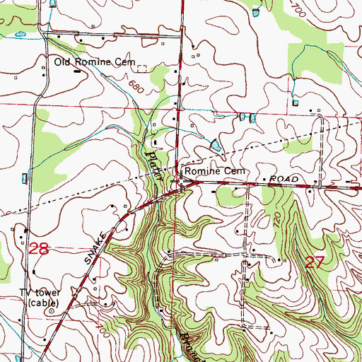 Topographic Map of Romine Cemetery, AL