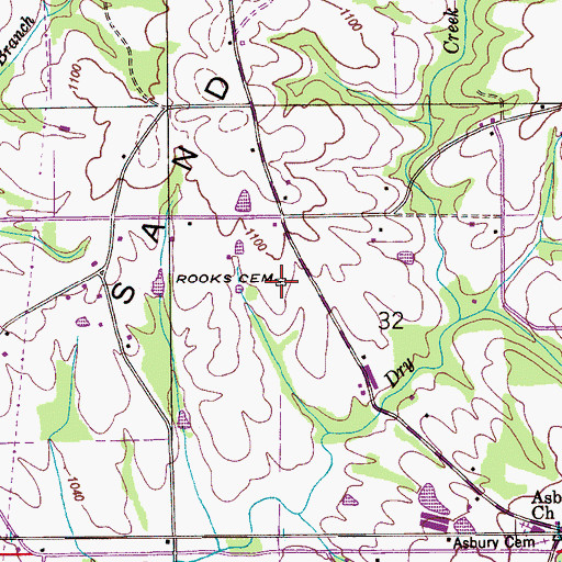 Topographic Map of Rooks Cemetery, AL