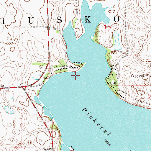 Topographic Map of Pickerel Lake, SD
