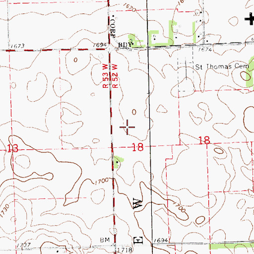 Topographic Map of KJAM-FM (Madison), SD