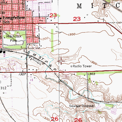 Topographic Map of KQRN-FM (Mitchell), SD