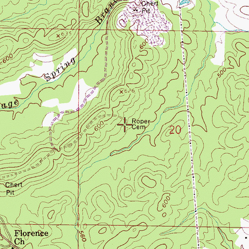 Topographic Map of Roper Cemetery, AL