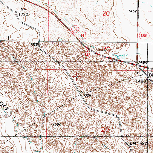 Topographic Map of KGFX-FM (Pierre), SD