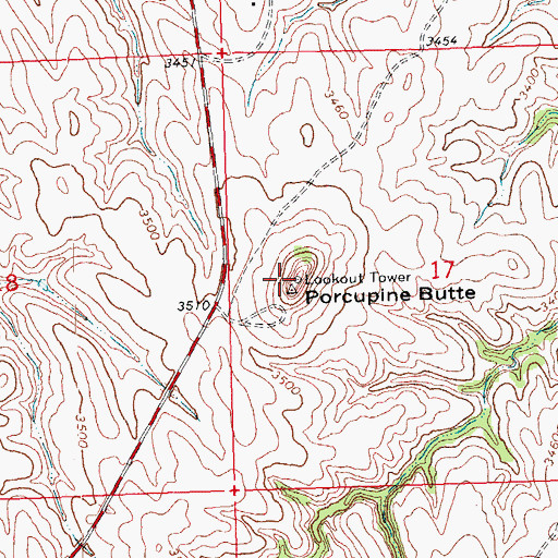 Topographic Map of KILI-FM (Porcupine), SD