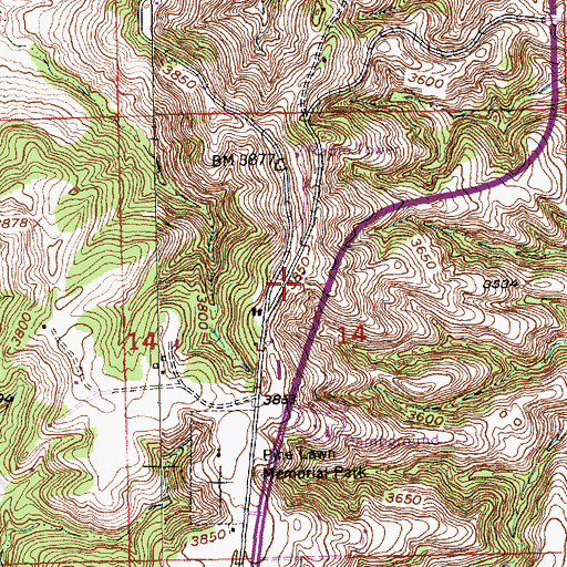 Topographic Map of KKHJ-FM (Rapid City), SD