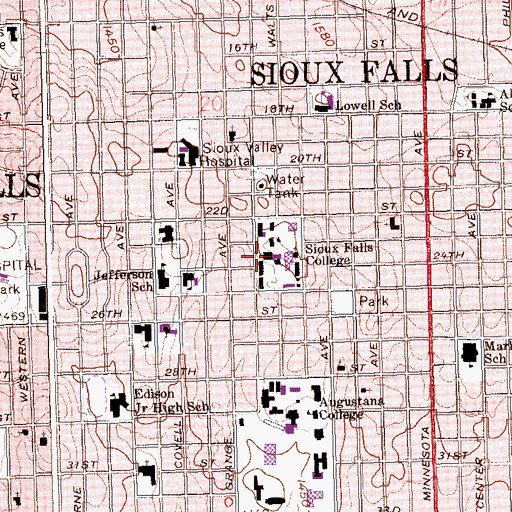 Topographic Map of KCFS-FM (Sioux Falls), SD