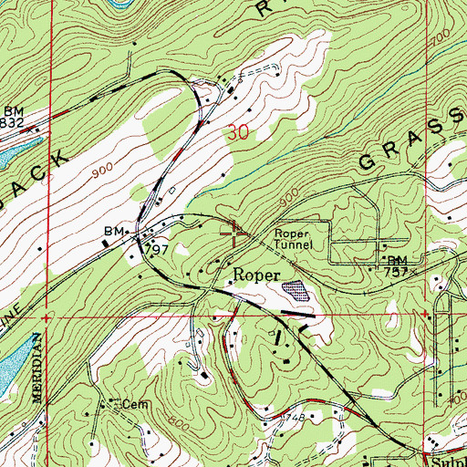 Topographic Map of Roper Tunnel, AL