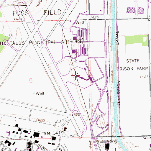 Topographic Map of Joe Foss Field, SD