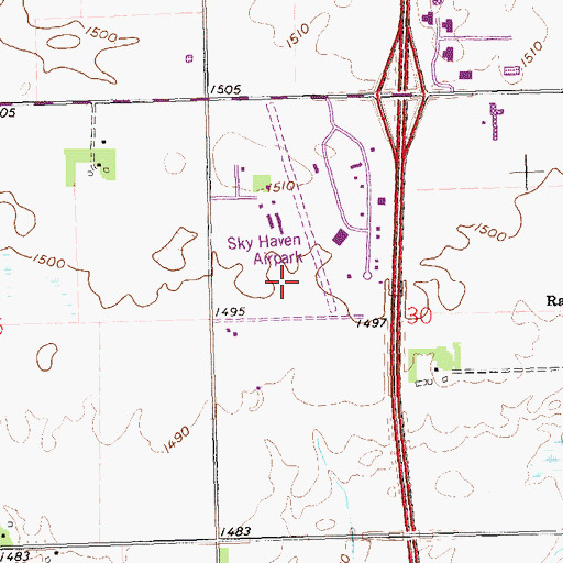 Topographic Map of Marv Skie-Lincoln County Airport, SD