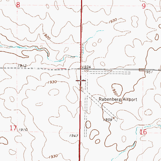 Topographic Map of Beaman Airport, SD