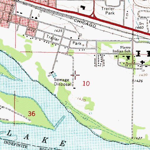 Topographic Map of KCCR-AM (Pierre), SD