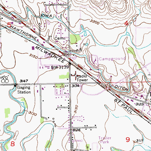 Topographic Map of KTOQ-AM (Rapid City), SD